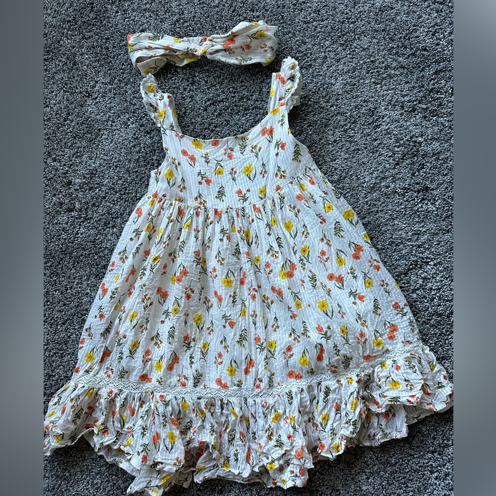 Floral Dress and Headband 3T